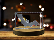 Halloween Bat 3D Engraved Crystal