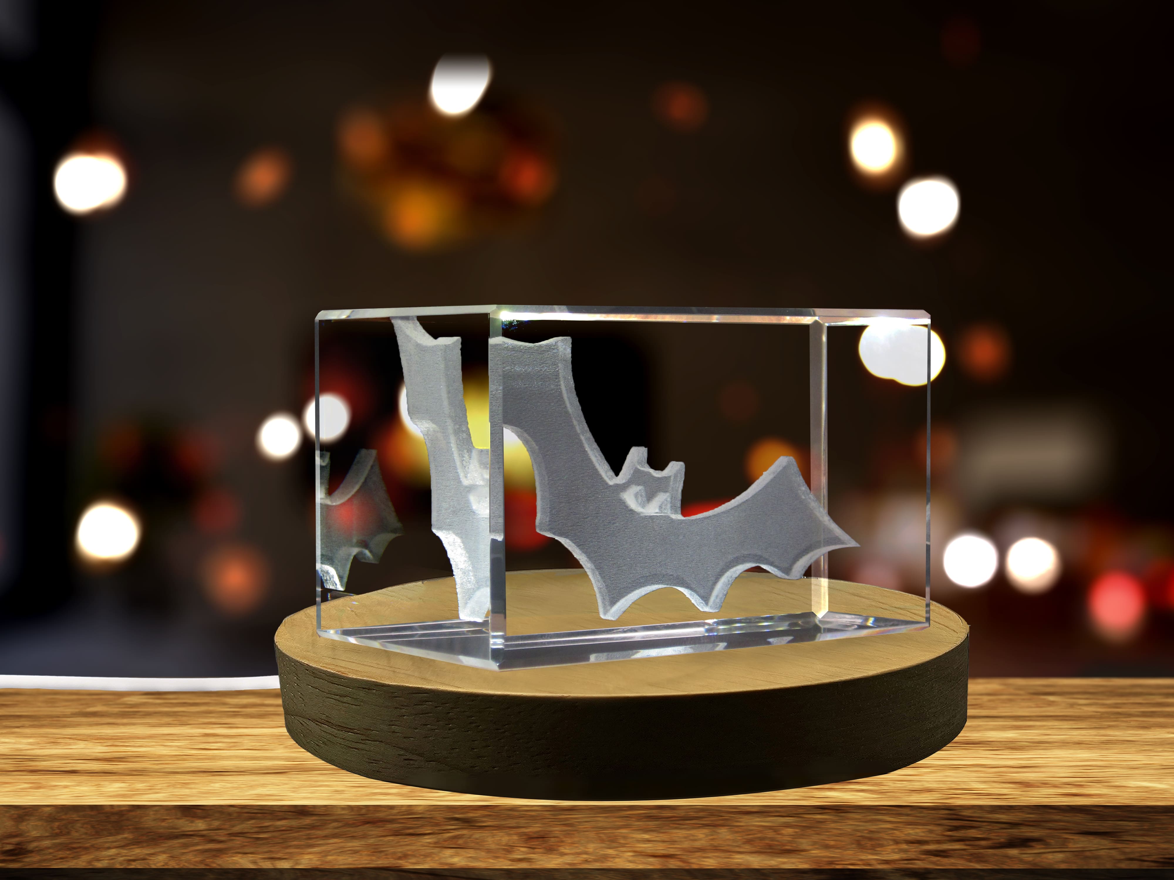 Halloween Bat 3D Engraved Crystal Decor A&B Crystal Collection
