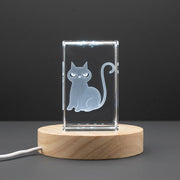 3D Engraved Halloween Cat 3D Engraved Crystal Trophy Award Recognition — Made in Canada
