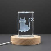 3D Engraved Halloween Cat Crystal Trophy Award Recognition - Unique Canadian Home Decor