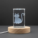 3D Engraved Halloween Cat 3D Engraved Crystal Trophy Award Recognition — Made in Canada - Custom Award From A&B Crystal Collection