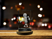 Skeleton Halloween Symbols 3D Engraved Crystal Decor