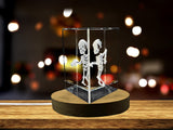 Skeleton Halloween Symbols 3D Engraved Crystal Decor A&B Crystal Collection