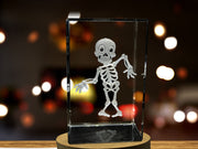 Skeleton Halloween Symbols 3D Engraved Crystal Decor