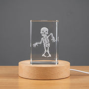 Skeleton Halloween Symbols 3D Engraved Crystal Recognition Trophy Award — Made in Canada