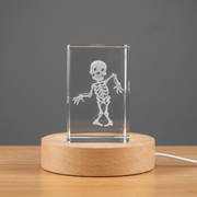 Skeleton Halloween Symbols 3D Engraved Crystal Recognition Trophy Award with LED Base Light