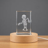 Skeleton Halloween Symbols 3D Engraved Crystal Recognition Trophy Award — Made in Canada