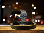 Skull Symbol Halloween 3D Engraved Crystal Decor