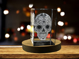 Mexican Skull 3D Engraved Crystal Decor A&B Crystal Collection