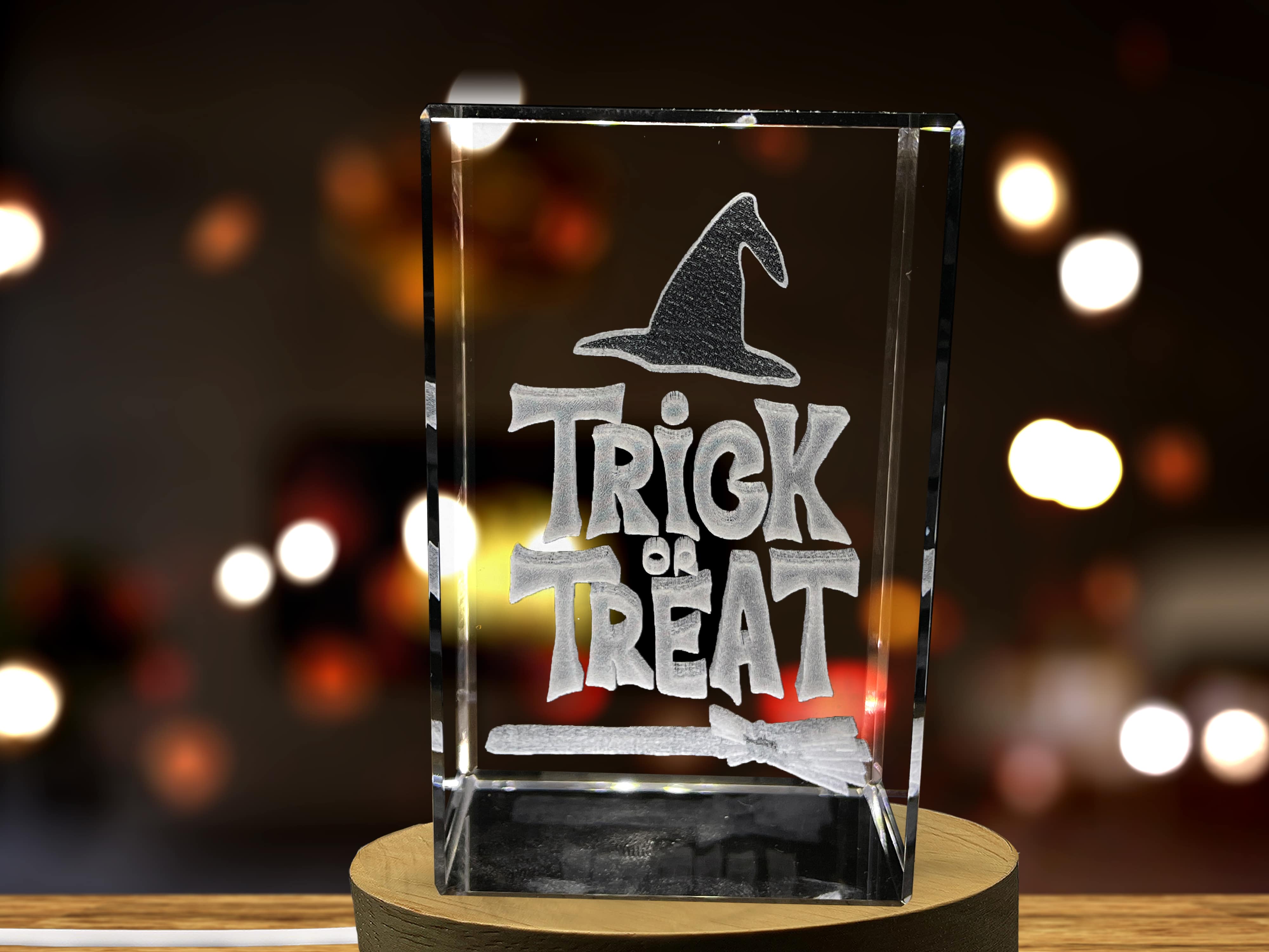 Trick or Treating 3D Engraved Crystal Decor A&B Crystal Collection