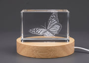 3D Carved Monarch Butterfly Trophy Recognition - Elegant 3D Engraved Crystal Art — Made in Canada