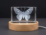Silver Spotted Skipper Butterfly 3D Engraved Crystal Trophy Award — Made in Canada - Custom Award From A&B Crystal Collection