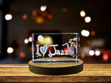 L'amour pour le jazz | Hommage en cristal gravé 3D