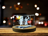 Harmonious Duet 3D Engraved Crystal Tribute - Pianist and Bass Player Figurine A&B Crystal Collection