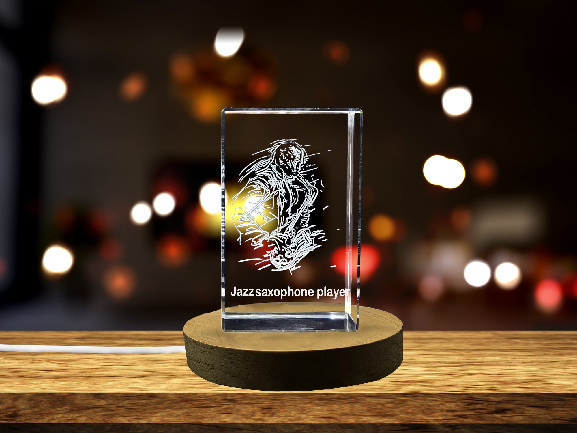 Melodic Mastery - Jazz Saxophone Player - 3D Engraved Crystal Tribute A&B Crystal Collection