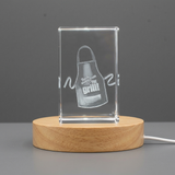 3D Engraved Crystal Trophy Award Keepsake for Grilling Recognition with LED Base Light