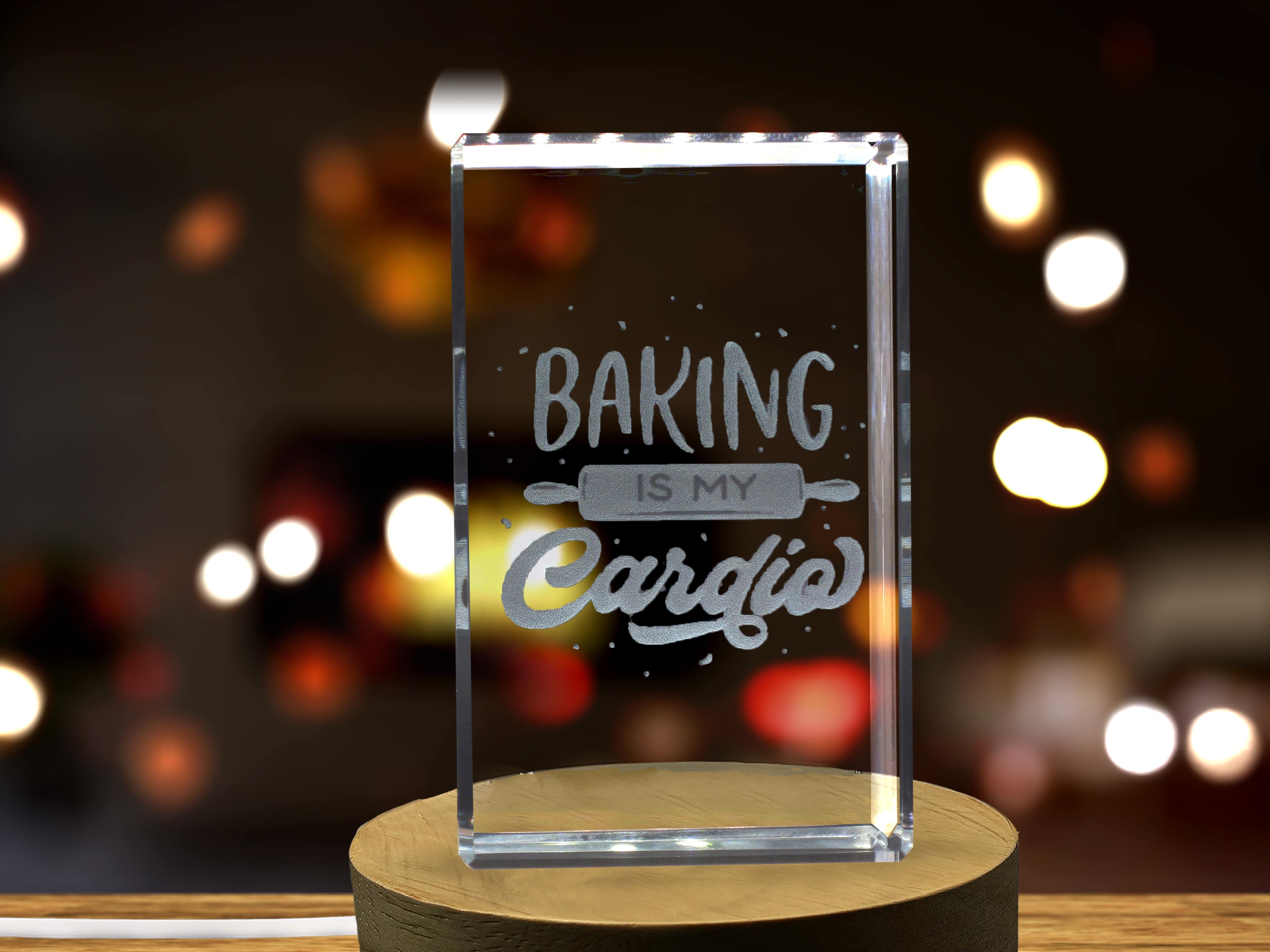 Baking is My Cardio 3D Engraved Crystal 3D Engraved Crystal Keepsake/Gift/Decor/Collectible/Souvenir A&B Crystal Collection