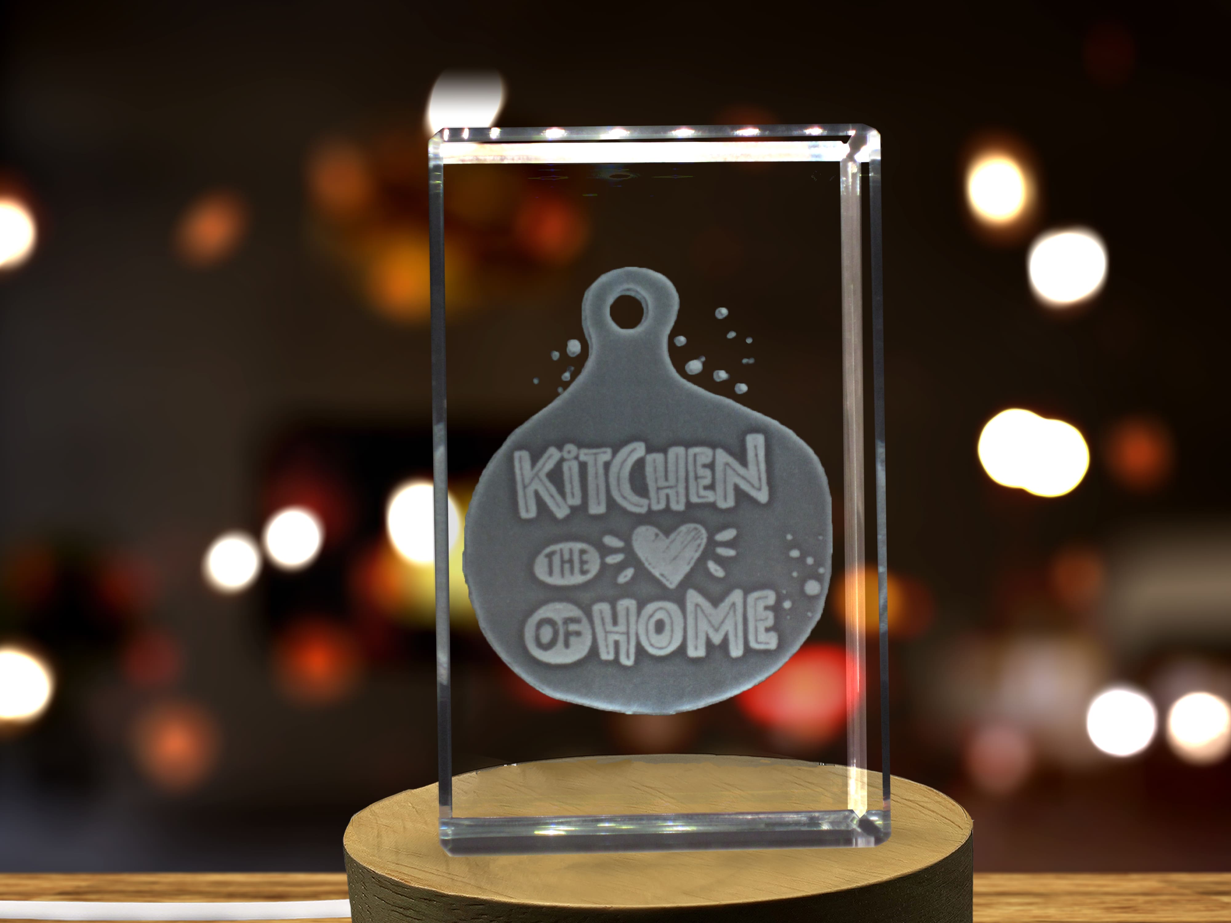 Kitchen is the Heart of the Home 3D Engraved Crystal 3D Engraved Crystal Keepsake/Gift/Decor/Collectible/Souvenir A&B Crystal Collection