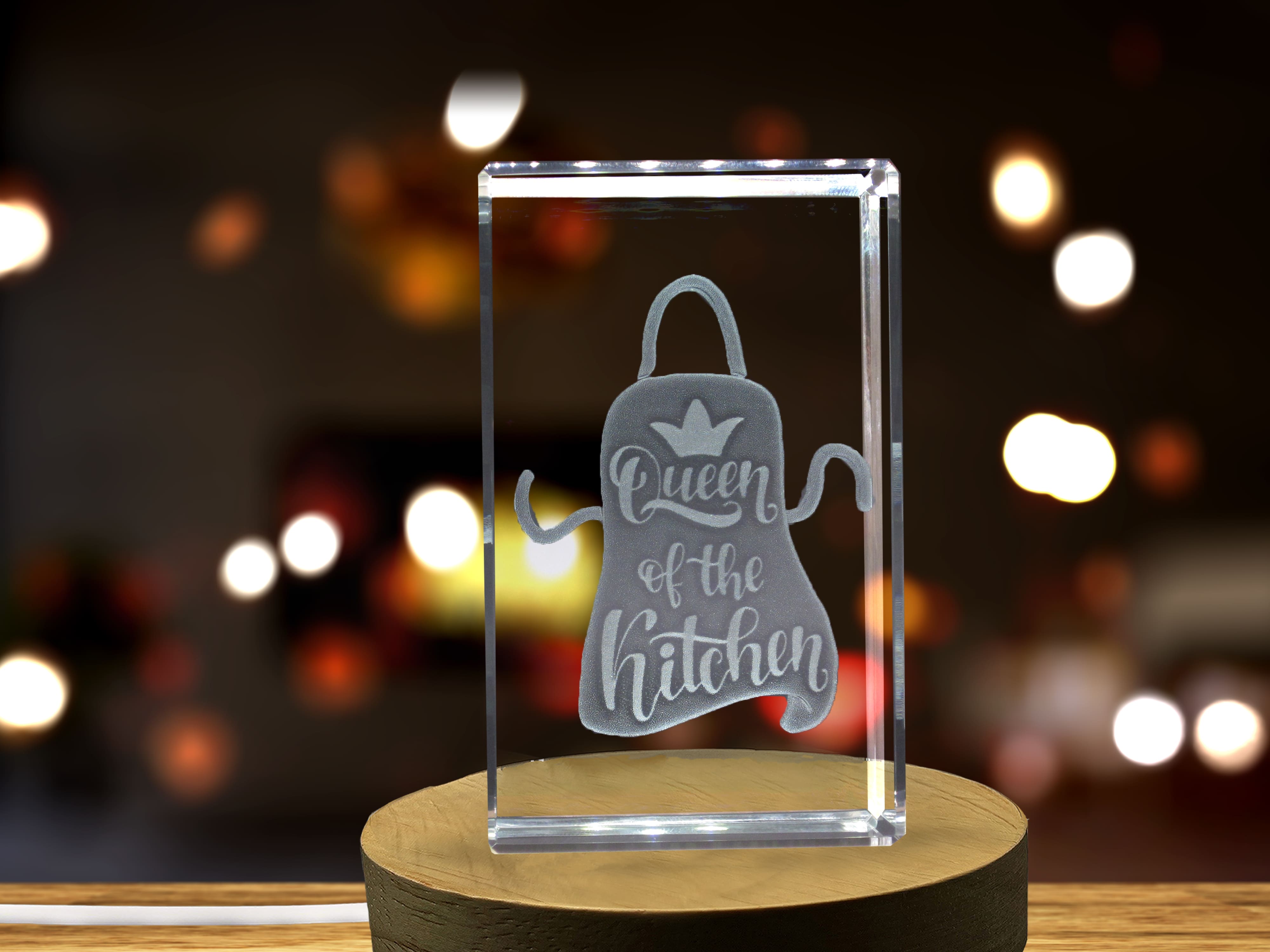 Queen of the Kitchen 3D Engraved Crystal 3D Engraved Crystal Keepsake/Gift/Decor/Collectible/Souvenir A&B Crystal Collection
