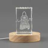Queen Of The Kitchen 3D Engraved Crystal Trophy Award Keepsake With LED Base Light Recognition