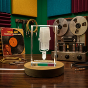 Ribbon Microphone Crystal Trophy Award - Vintage Studio Recognition Decor with LED Base