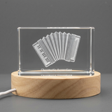 Recognition Chromatic Accordion 3D Engraved Crystal Trophy Award | Unique Gift for Music Lovers