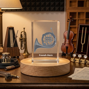 French Horn 3D Engraved Crystal