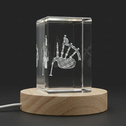 Bagpipe 3D Engraved Crystal Trophy — Made in Canada