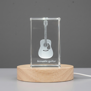Acoustic Guitar 3D Engraved Crystal Trophy Award | Handcrafted Music Keepsake