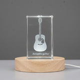 Acoustic Guitar 3D Engraved Crystal Trophy Award — Made in Canada - Custom Award From A&B Crystal Collection