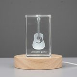 Acoustic Guitar 3D Engraved Crystal Trophy Award | Handcrafted Music Keepsake