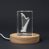 Harp 3D Engraved Crystal Trophy Award — Made in Canada - Custom Award From A&B Crystal Collection