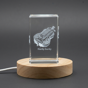 Hurdy Gurdy 3D Engraved Crystal 