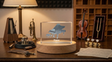 Piano Flute 3D Engraved Crystal Trophy Recognition Award | Unique LED Illuminated Keepsake - Custom Award From A&B Crystal Collection
