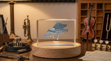 Piano Flute 3D Engraved Crystal Trophy Recognition Award | Unique LED Illuminated Keepsake