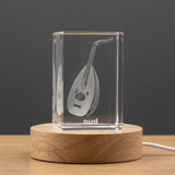 Recognition Oud 3D Engraved Crystal Trophy Award with LED Base - Unique Keepsake by A&B Crystal Collection