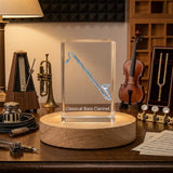 Bass Clarinet 3D Engraved Crystal Trophy Award — Made in Canada