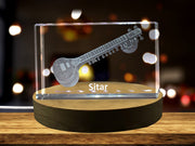 Sitar 3D Engraved Crystal 