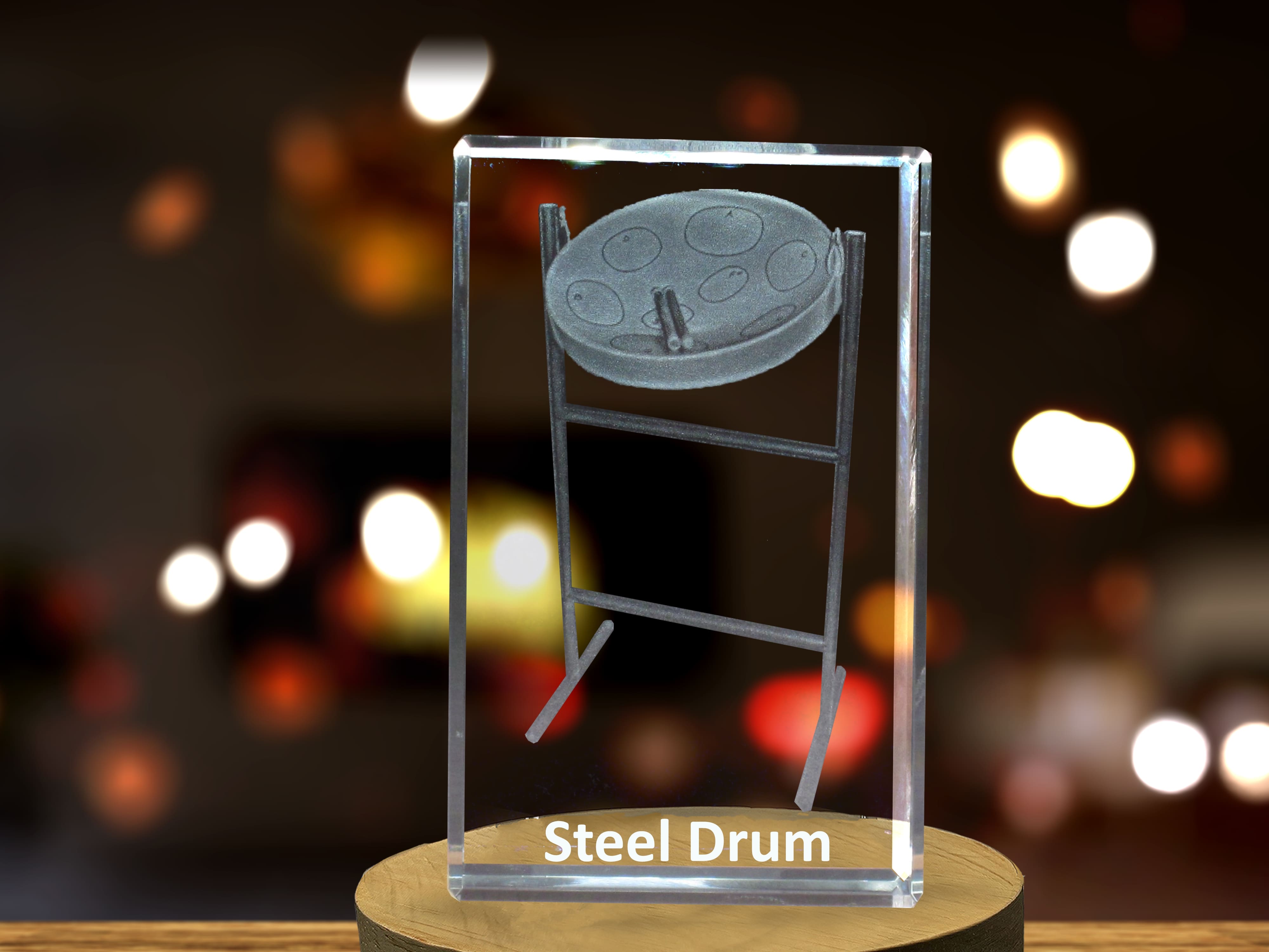 Steel Drum 3D Engraved Crystal 3D Engraved Crystal Keepsake/Gift/Decor/Collectible/Souvenir A&B Crystal Collection