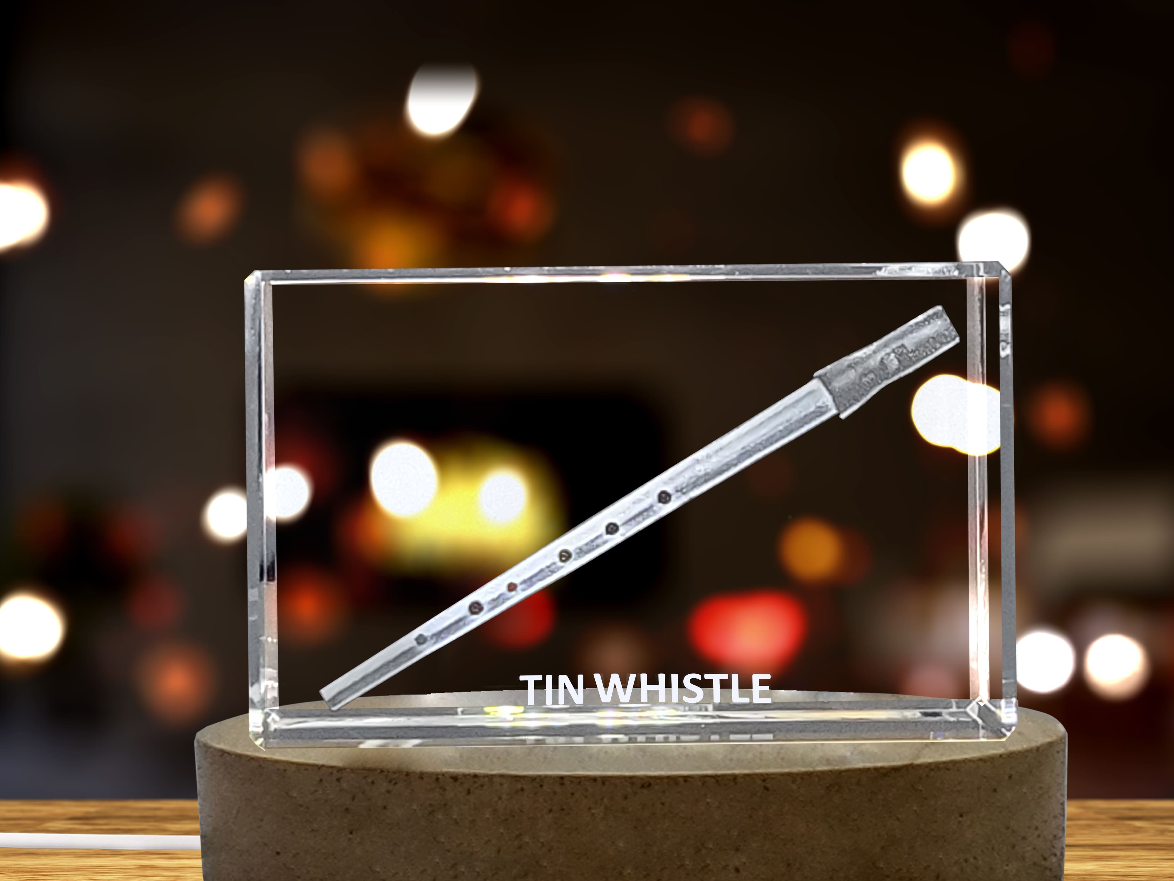 Tin Whistle 3D Engraved Crystal 3D Engraved Crystal Keepsake/Gift/Decor/Collectible/Souvenir A&B Crystal Collection