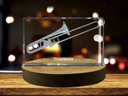 Trombone 3D Engraved Crystal 3D Engraved Crystal Keepsake/Gift/Decor/Collectible/Souvenir