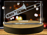 Trombone 3D Engraved Crystal 3D Engraved Crystal Keepsake/Gift/Decor/Collectible/Souvenir A&B Crystal Collection