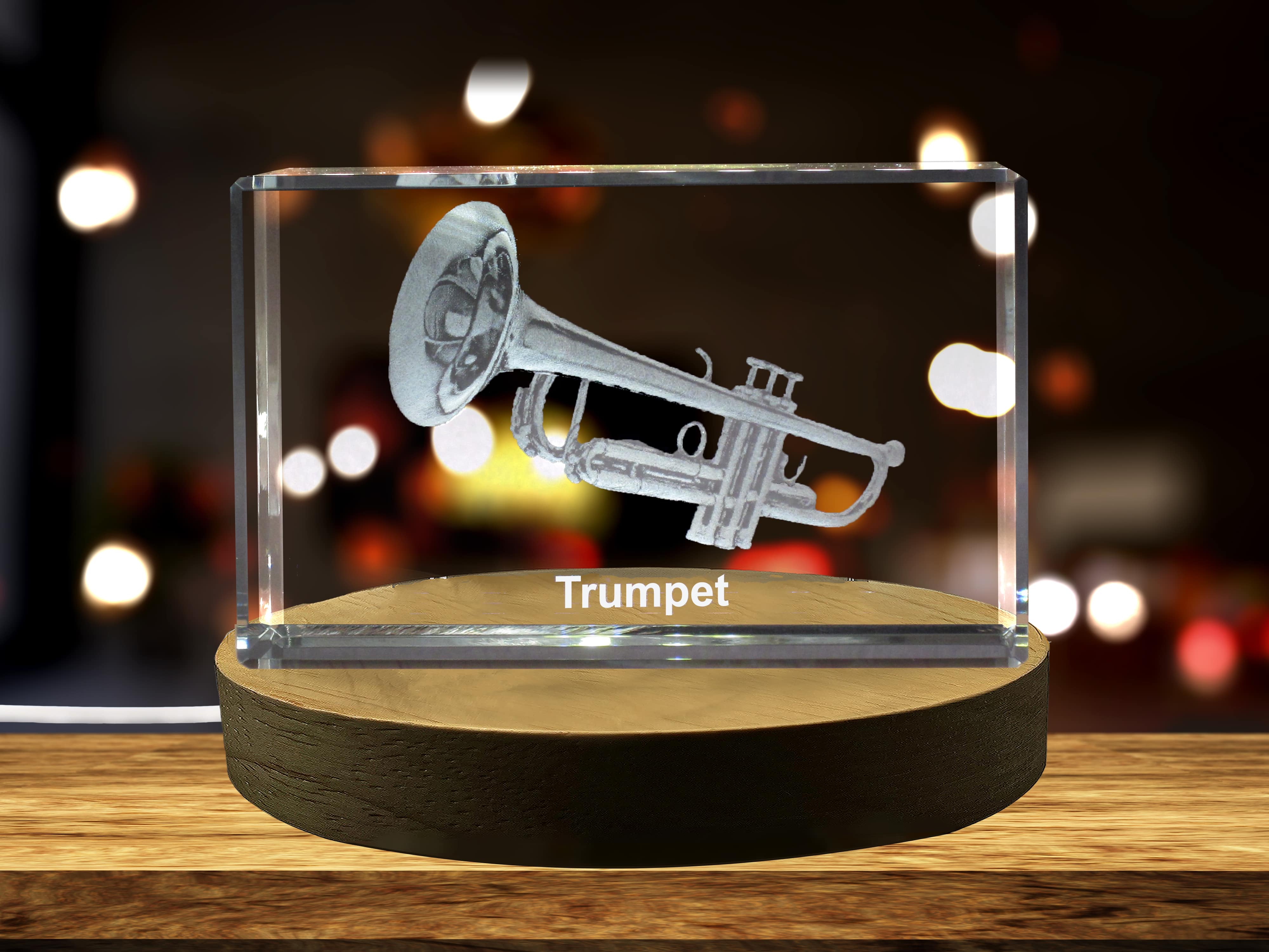 Trumpet 3D Engraved Crystal 3D Engraved Crystal Keepsake/Gift/Decor/Collectible/Souvenir A&B Crystal Collection