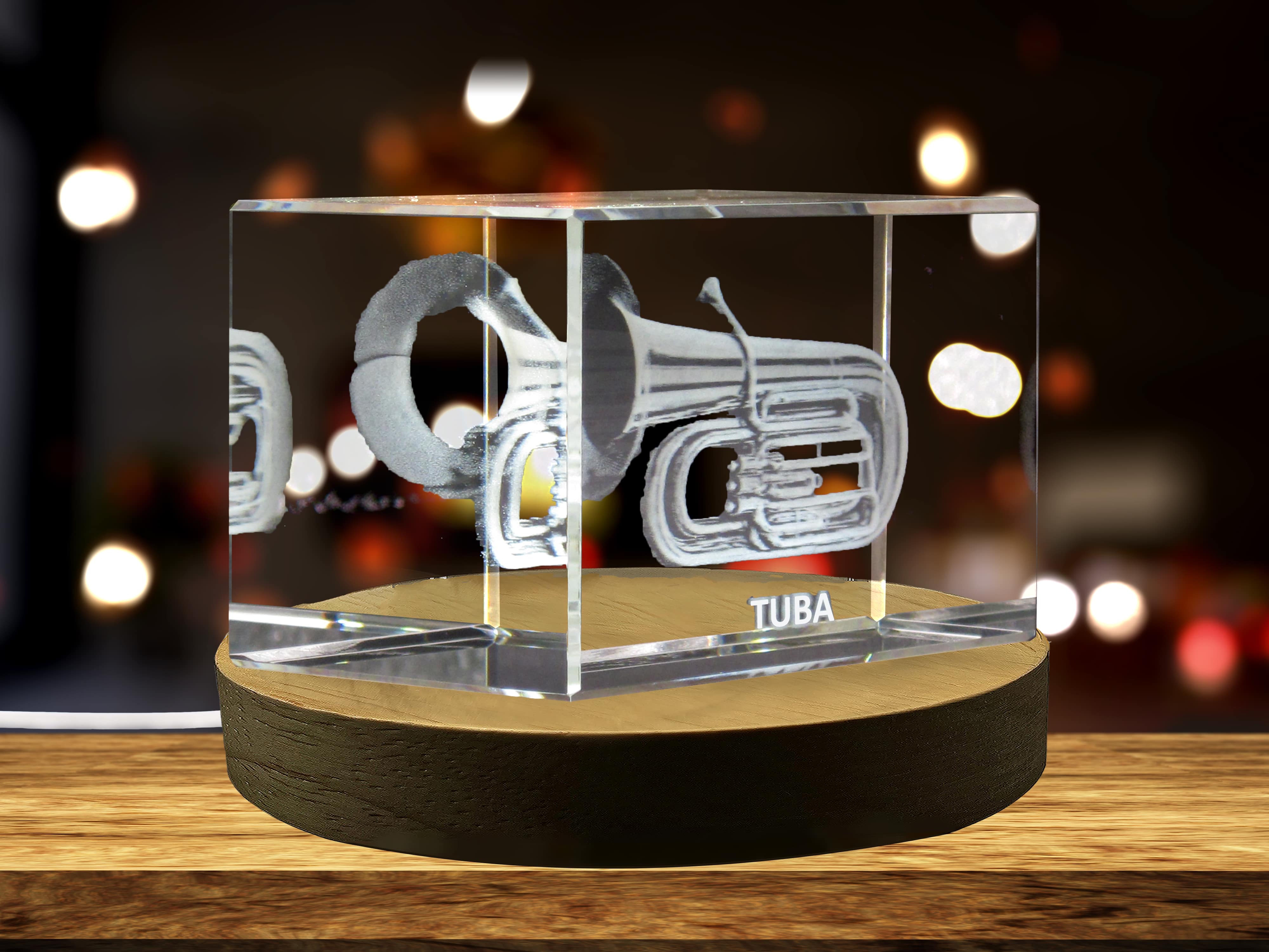 Tuba 3D Engraved Crystal 3D Engraved Crystal Keepsake/Gift/Decor/Collectible/Souvenir A&B Crystal Collection