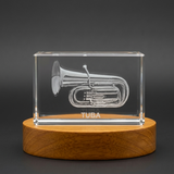Tuba 3D Engraved Crystal Trophy Award - Unique Recognition Gift for Music Lovers - Custom Award From A&B Crystal Collection