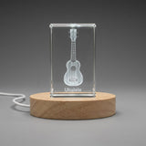 Ukulele Recognition Trophy Award 3D Engraved Crystal — Made in Canada - Custom Award From A&B Crystal Collection
