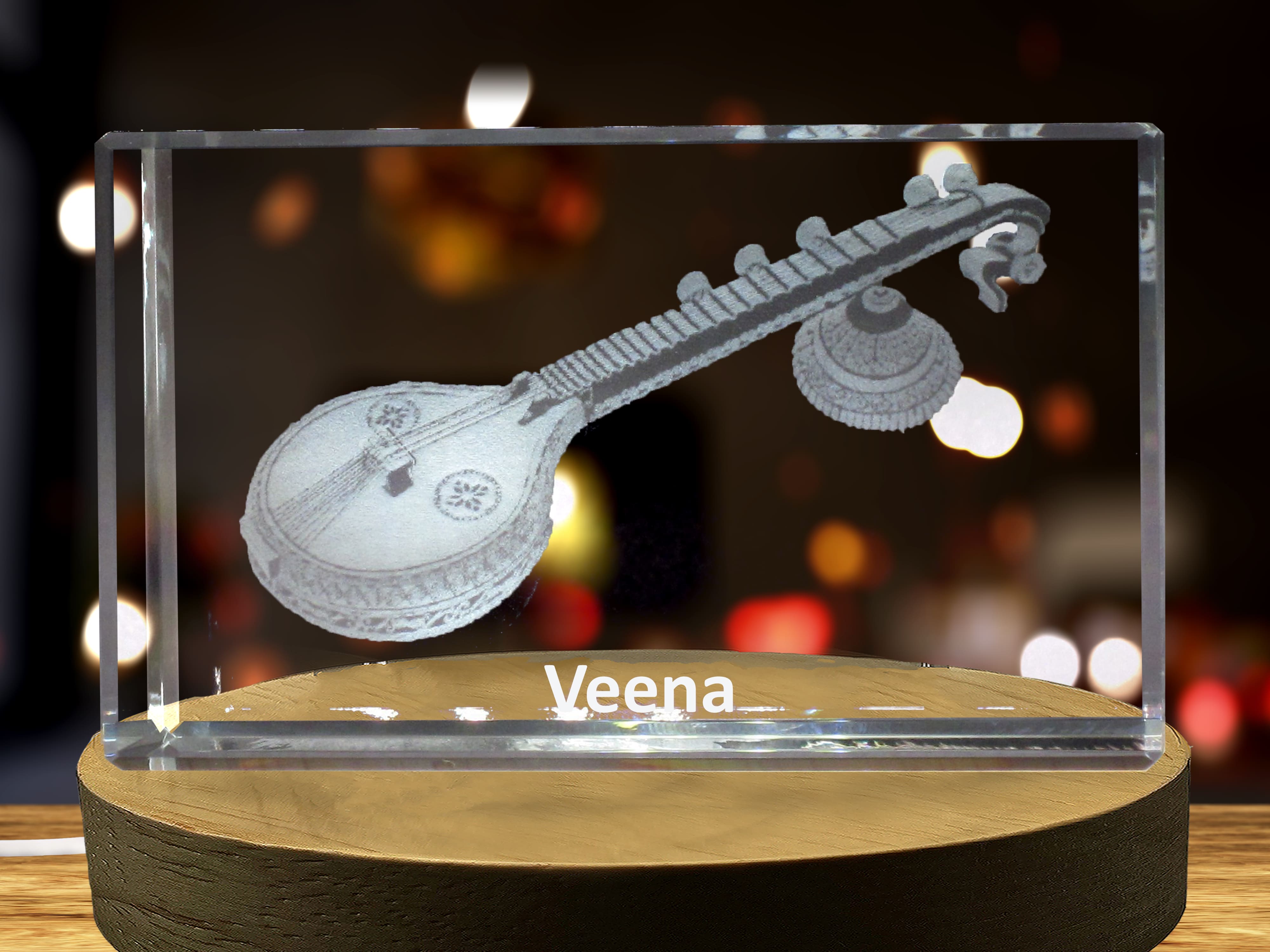 Veena 3D Engraved Crystal 3D Engraved Crystal Keepsake/Gift/Decor/Collectible/Souvenir A&B Crystal Collection