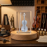 Violin 3D Engraved Crystal Trophy Award Recognition | Elegant Keepsake Gift and Decorative Collectible - Custom Award From A&B Crystal Collection