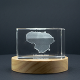 Lithuania 3D Engraved Crystal Trophy With LED Base - Elegant Recognition Award & Souvenir - Custom Award From A&B Crystal Collection