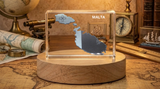 Malta 3D Engraved Crystal Trophy Award - Elegant Recognition Keepsake Gift with LED Base - Custom Award From A&B Crystal Collection